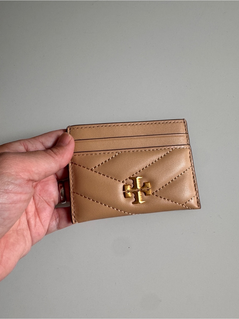 Tory Burch Kira Quilted Leather Card Holder with Gold Logo